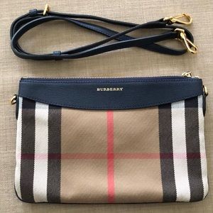 Burberry Peyton Crossbody Clutch Bag - Navy